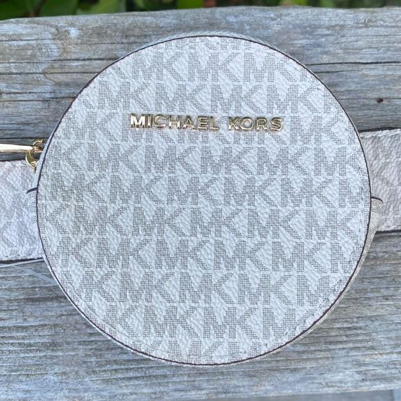 Michael Kors White Logo Adjustable Circle Belt Bag. New! NWT Size Large. - Picture 2 of 11